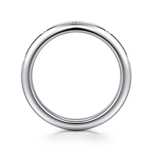 14K White Gold Flush Set 5 Stone Diamond Anniversary Band