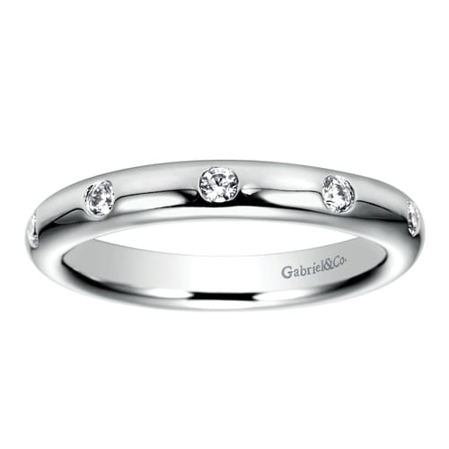 14K White Gold Flush Set Diamond Eternity Band
