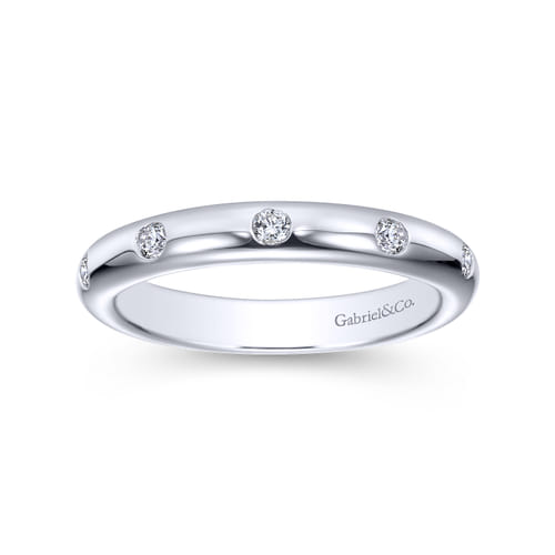 14K White Gold Flush Set Diamond Eternity Band