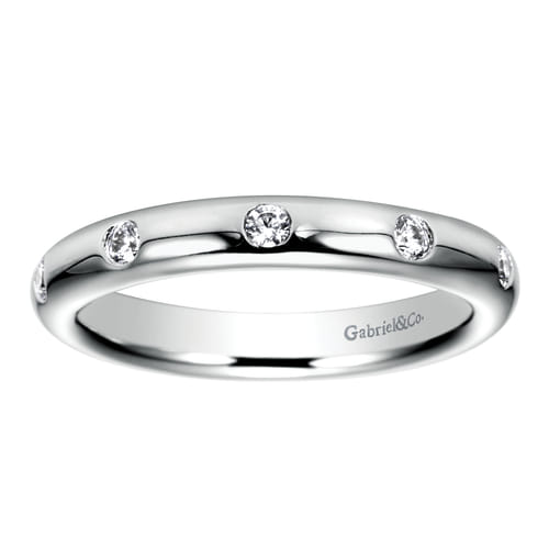 14K White Gold Flush Set Diamond Eternity Band