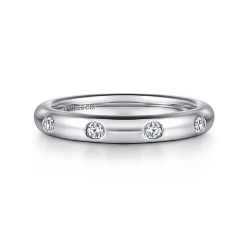 14K White Gold Flush Set Diamond Eternity Band