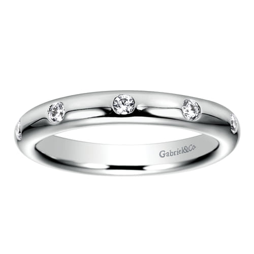 14K White Gold Flush Set Diamond Eternity Band