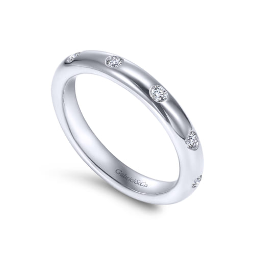 14K White Gold Flush Set Diamond Eternity Band