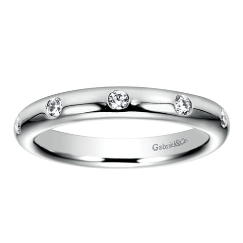 14K White Gold Flush Set Diamond Eternity Band