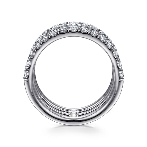 14K White Gold Four Row Diamond Ring