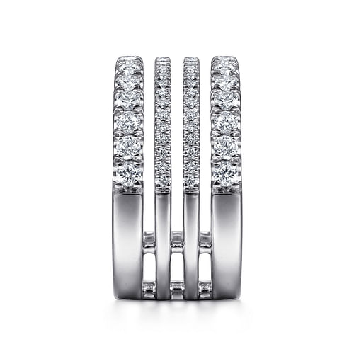 14K White Gold Four Row Diamond Ring