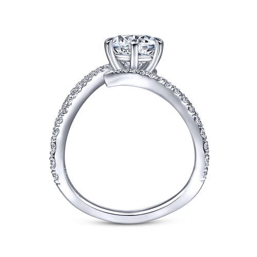 14K White Gold Free Form Round Diamond Engagement Ring