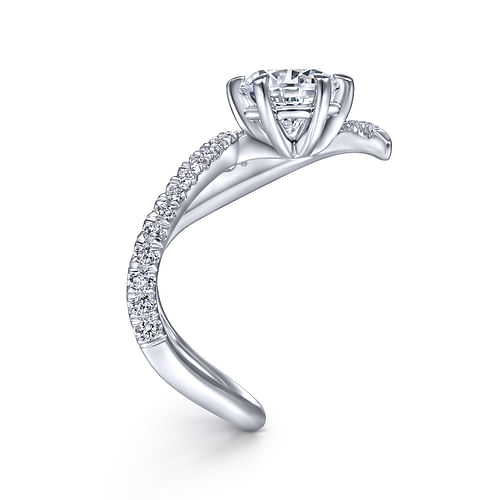 14K White Gold Free Form Round Diamond Engagement Ring