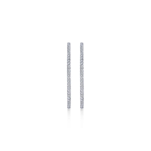 14K White Gold French Pavé 40mm Round Inside Out Diamond Hoop Earrings