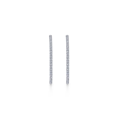 14K White Gold French Pavé 40mm Round Inside Out Diamond Hoop Earrings