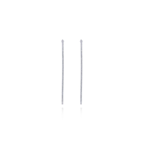 14K White Gold French Pavé 70mm Round Inside Out Diamond Hoop Earrings