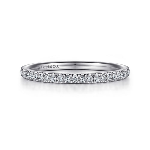 14K White Gold French Pavé Diamond Anniversary Band