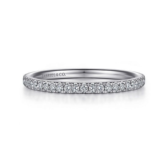 Gabriel - 14K White Gold French Pavé Diamond Anniversary Band