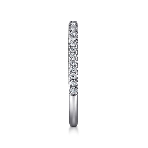 14K White Gold French Pavé Diamond Anniversary Band