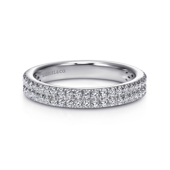 Gabriel - 14K White Gold French Pavé Diamond Anniversary Band