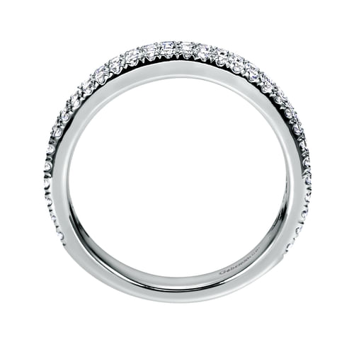 14K White Gold French Pavé Diamond Anniversary Band