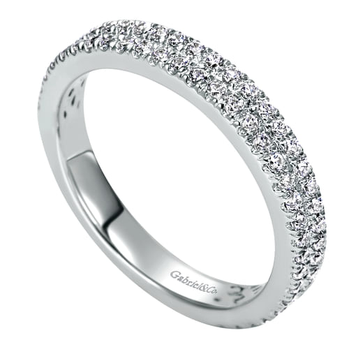 14K White Gold French Pavé Diamond Anniversary Band