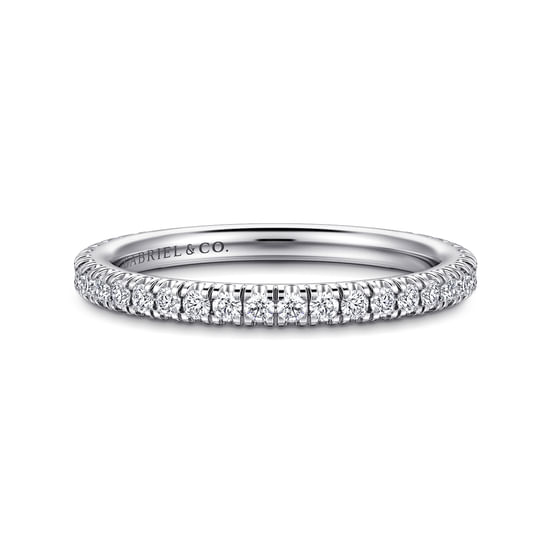 Gabriel - 14K White Gold French Pavé Diamond Wedding Band