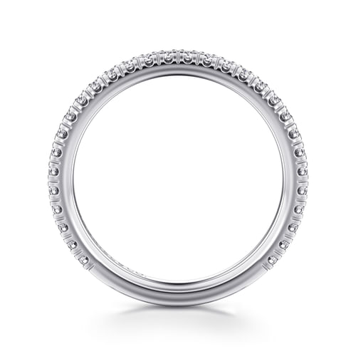 14K White Gold French Pavé Diamond Wedding Band