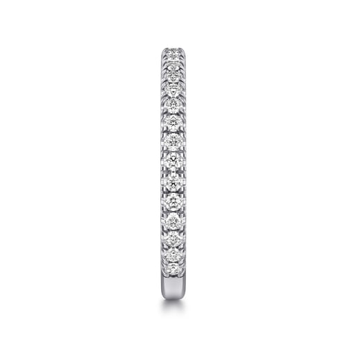 14K White Gold French Pavé Diamond Wedding Band