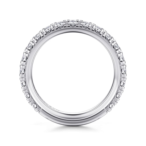 14K White Gold French Pavé Diamond Wedding Band