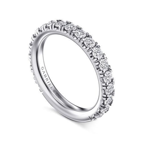 14K White Gold French Pavé Diamond Wedding Band
