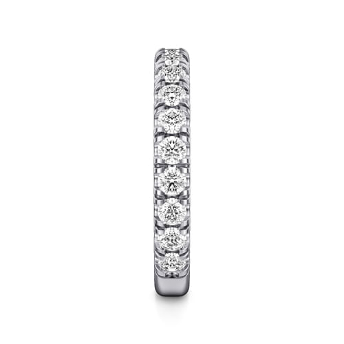 14K White Gold French Pavé Diamond Wedding Band
