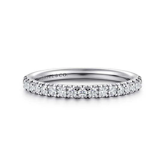 Gabriel - 14K White Gold French Pavé Diamond Wedding Band Gabriel - 14K White Gold French Pavé Diamond Wedding Band
