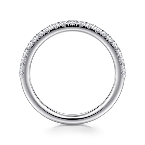 14K White Gold French Pavé Diamond Wedding Band