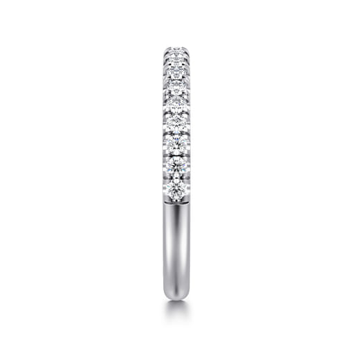14K White Gold French Pavé Diamond Wedding Band