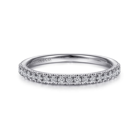 Gabriel - 14K White Gold French Pavé Diamond Wedding Band