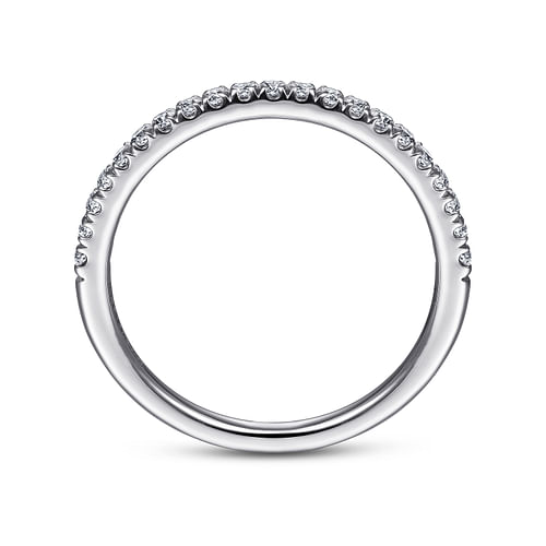 14K White Gold French Pavé Diamond Wedding Band