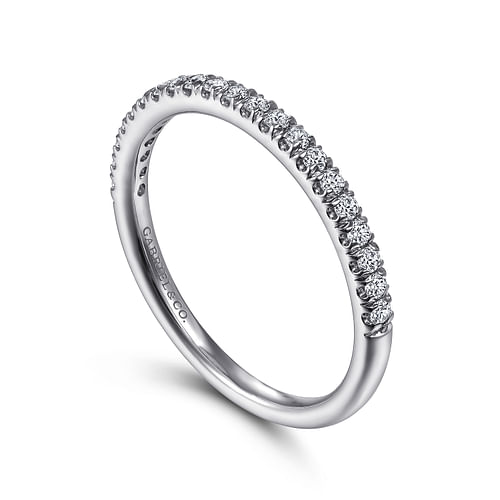 14K White Gold French Pavé Diamond Wedding Band