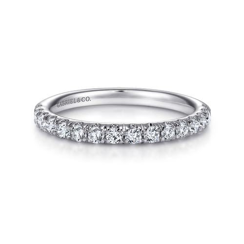 14K White Gold French Pavé Diamond Wedding Band