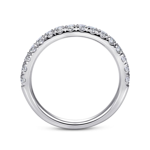 14K White Gold French Pavé Diamond Wedding Band