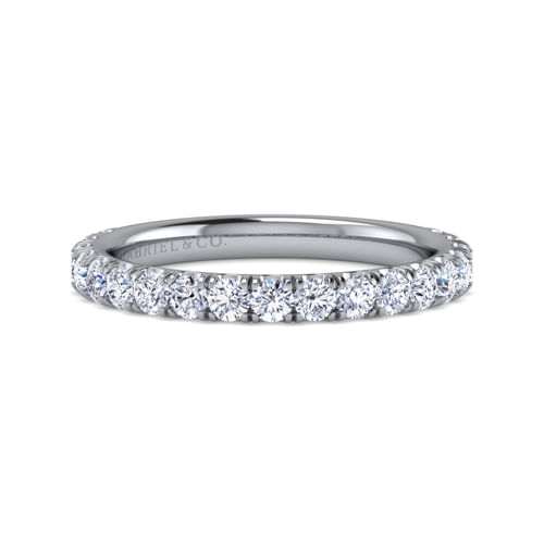 14K White Gold French Pavé Diamond Wedding Band