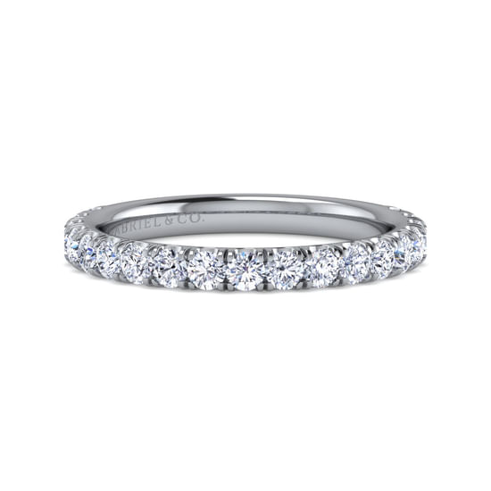 Gabriel - 14K White Gold French Pavé Diamond Wedding Band