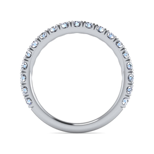 14K White Gold French Pavé Diamond Wedding Band