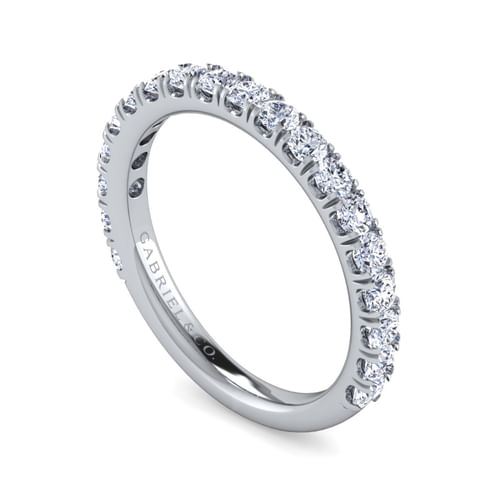 14K White Gold French Pavé Diamond Wedding Band