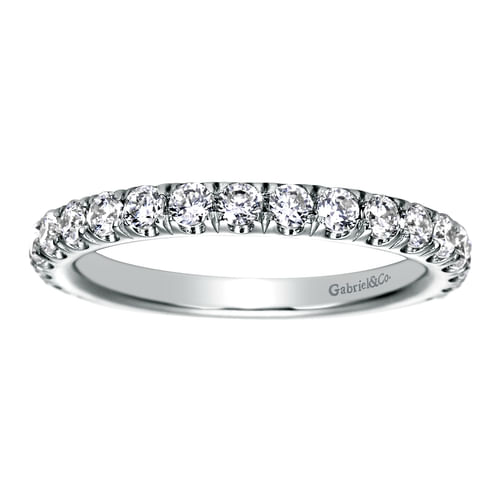 14K White Gold French Pavé Diamond Wedding Band
