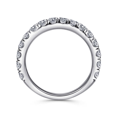 14K White Gold French Pavé Diamond Wedding Band