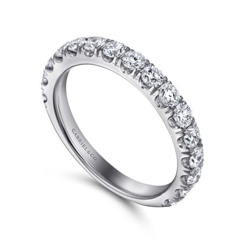 14K White Gold French Pavé Diamond Wedding Band