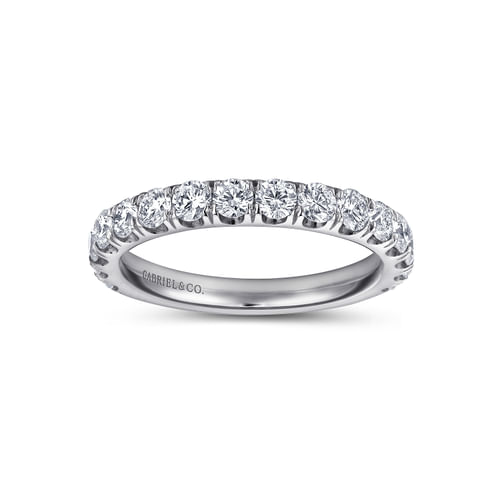 14K White Gold French Pavé Diamond Wedding Band