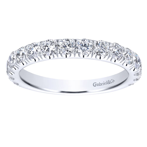 14K White Gold French Pavé Diamond Wedding Band
