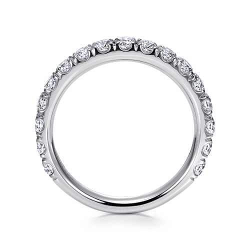 14K White Gold French Pavé Diamond Wedding Band