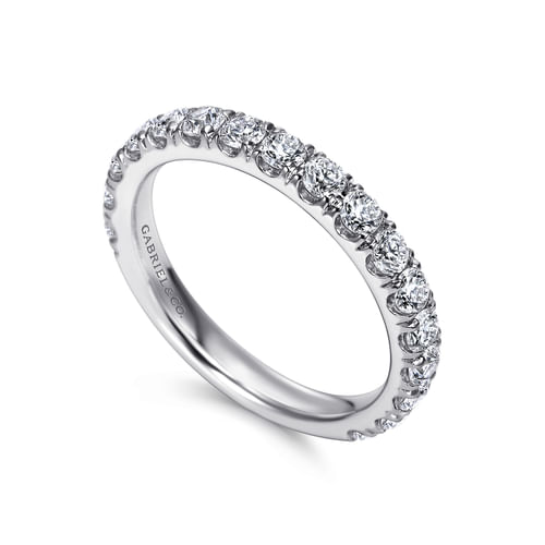 14K White Gold French Pavé Diamond Wedding Band