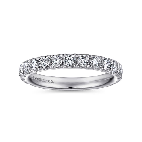 14K White Gold French Pavé Diamond Wedding Band