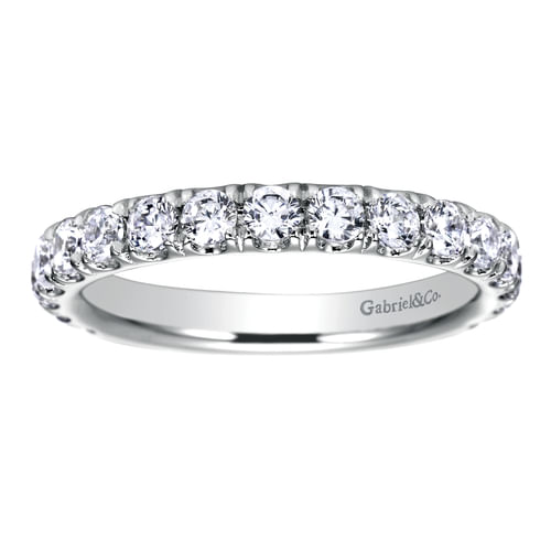 14K White Gold French Pavé Diamond Wedding Band