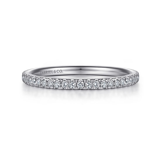 Gabriel - 14K White Gold French Pavé Diamond Wedding Band