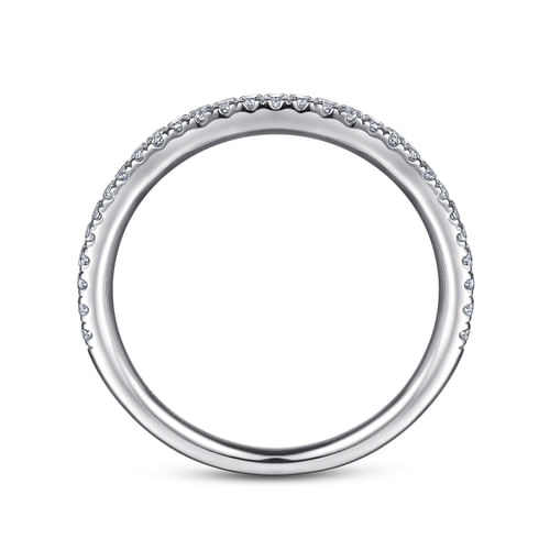 14K White Gold French Pavé Diamond Wedding Band